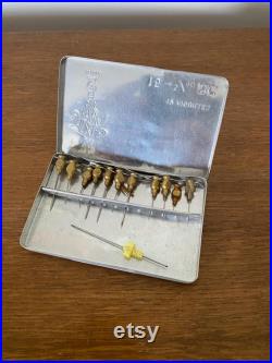 12 Aiguilles Anciennes Seringue Médicale Métal Boîte Alu Vintage C344