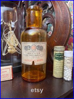 Ancien flacon ambré d'apothicaire par Billault and Cie, circa 1900 Cabinet de curiosités, médicament vintage, médecine Belle Epoque