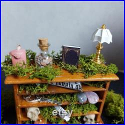 Autel de sorcière miniature Étagère ésotérique garnie et fioles