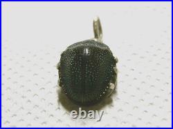 Authentique Bijoux Scarabée Taxidermie Pendentif Ancien Argent Massif Jewel