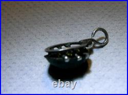 Authentique Bijoux Scarabée Taxidermie Pendentif Ancien Argent Massif Jewel