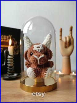 Baphomet au Crochet sous Cloche à Personnaliser démon, globe en verre, décoration gothique, cabinet de curiosité