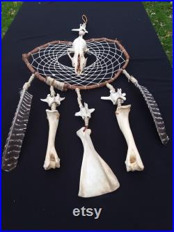 Bone Dreamcatcher, Dreamcatcher, Skull Dreamcatcher, Wiccan Dreamcatcher, Shaman, Native American, Oddities, Occult Decor, Skull Decor
