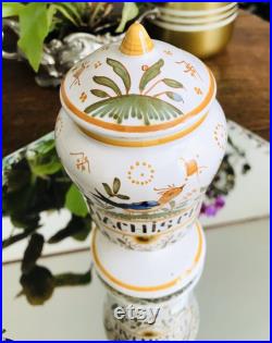 Cabinet de curiosité Vintage Pot à Pharmacie HACHISCH en Faïence décor Moustiers, signé, fait main, herboriste Médicinal France