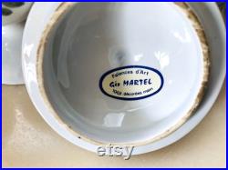 Cabinet de curiosité Vintage Set de 4 Pots à Pharmacie Aconit, Hachisch, Morphine, Ciguë en Faïence de Desvres Géo Martel decor Meillonnas