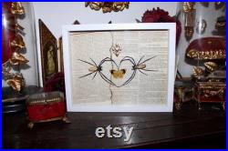 Cadre araignée Nephila vitiana véritable naturalisé encadrée cabinet de curiosité collection sorcière odditites Witch decor coeur dark love Cadre araignée Nephila vitiana véritable naturalisé encadrée cabinet de curiosité collection sorcière odditites Witch decor coeur dark love