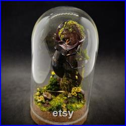 Cloche entomologique d'un scarabée, lucanus cervus mâle, diorama naturel, milieu forestier, collection insectes, cabinet de curiosités, deco