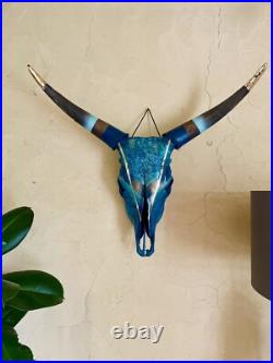 Crâne de Vache Taureau Bull Skull Peinture Sur Crâne Taxidermie Curiosités