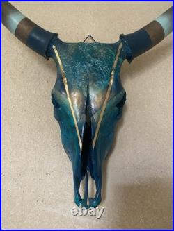 Crâne de Vache Taureau Bull Skull Peinture Sur Crâne Taxidermie Curiosités