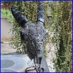 Crâne de chèvre ORIGINAL crâne de chèvre sculpté avec sculpture en corne.