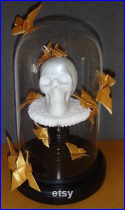 Crâne scull porcelaine sous globe -Cabinet de curiosités- -oddities steampunk