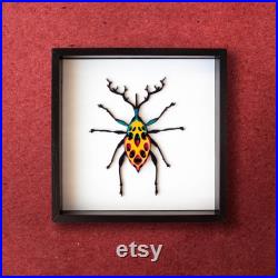 Décor mural 3 pièces, Faux insectes taxidermiques dans le cadre, Cadeau génial pour les amateurs d entomologie, Boîte d ombre de coléoptères en bois, Collection Bugs
