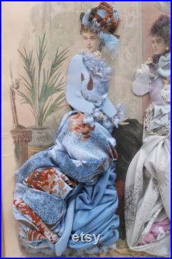 Décoratif Antique Fran ais La Mode Illustree Paris tissu embelli victorien romantique de dames Shadow Box robe mode impression 3D