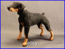 Doberman Pinscher aiguille feutrée chien miniature personnalisé réplique de chien Dobermann laine réplique cadeau d art de collection pour l amoureux des chiens Toy Manchester