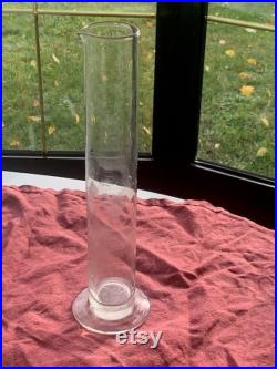 Éprouvette ancienne de 500 ml en verre avec graduation gravée main