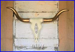Faux taxidermie Crâne de vache Longhorn, Crâne longhorn bijouté, Crâne de faux b uf
