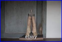 Lampe patte de chevreuil avec monture métal argenté, patte de cerf, taxidermie