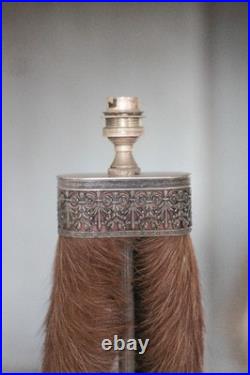 Lampe patte de chevreuil avec monture métal argenté, patte de cerf, taxidermie