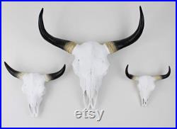 Magnifique crâne de fausse vache peint à la main 3 tailles disponibles