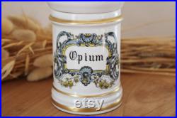 Pot pharmacie OPIUM en porcelaine de Limoges décor DT fait main France 1950