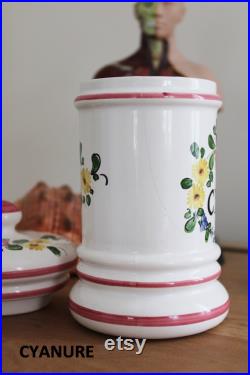 Pot pharmacie céramique peinte à la main avec décor floral pot apothicaire fran ais
