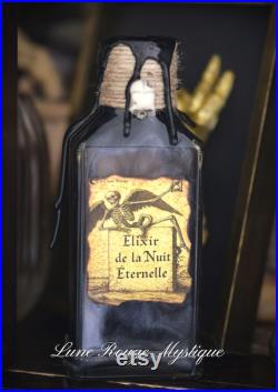 Potion magique Élixir de la Nuit Éternelle Décoration ésotérique gothique, curiosité sorcière, fiole mystique