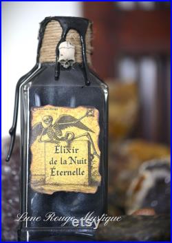 Potion magique Élixir de la Nuit Éternelle Décoration ésotérique gothique, curiosité sorcière, fiole mystique