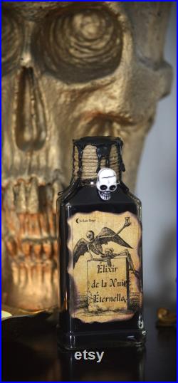 Potion magique Élixir de la Nuit Éternelle Décoration ésotérique gothique, curiosité sorcière, fiole mystique