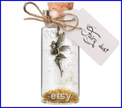 Poussière de fée dans une fiole en verre Pendentif féérique et paillettes dorées enchantées pour petites filles ou amateurs de curiosités