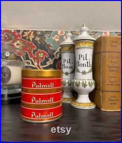 Rare boîte de pastilles Pulmoll ancienne pharmacie apothicaire tôle XXe 20th Cabinet de curiosités, médicament vintage, médecine retro
