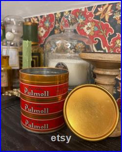 Rare boîte de pastilles Pulmoll ancienne pharmacie apothicaire tôle XXe 20th Cabinet de curiosités, médicament vintage, médecine retro
