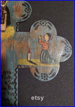 Retable croix ex-voto Mexique San Miguel de Allende Guanajuato XXème