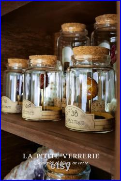 Scarabée en verre sur socle en liège dans un flacon en verre d'apothicaire pour cabinet de curiosité et collection d'insectes