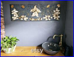 Tableau fleurs et papillons