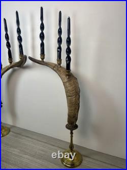 Taxidermie Paire Corne de Bouc (60cm) Candélabre/chandelier. Cabinet de Curiosité