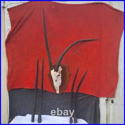 Taxidermie, grand trophée oryx extrêmement RARE anomalie d'une corne