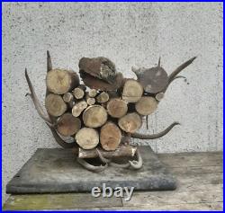 Taxidermie taxidermy porte buche en bois de Wapiti cerf