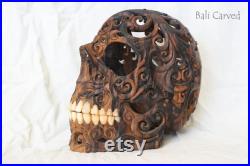 Tête humaine sculptée de crâne de bois d arang (analogue d ébène) crâne en bois pour la décoration de maison gothique sculpture de crâne pour l art de bois