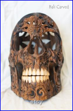 Tête humaine sculptée de crâne de bois d arang (analogue d ébène) crâne en bois pour la décoration de maison gothique sculpture de crâne pour l art de bois
