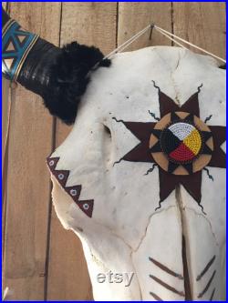 VENDU Crâne de Bison amérindien. Véritable tête de bison avec cornes. Décoration murale amérindienne. Décor amérindien. Bison des bois