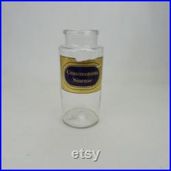 Vieux pot à pharmacie ou d'herboriste en verre soufflé Cabinet de curiosités cinnamomum sinense Collection décor verrerie de France Vieux pot à pharmacie ou d'herboriste en verre soufflé Cabinet de curiosités cinnamomum sinense Collection décor verrerie de France