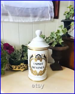 Vintage Grand Pot à Pharmacie ESPRIT DE VENUS en Porcelaine de Limoges Au Pot Galien, Collection Pharmacie, Médecine, Apothicaire France