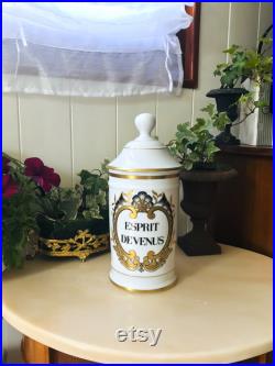 Vintage Grand Pot à Pharmacie ESPRIT DE VENUS en Porcelaine de Limoges Au Pot Galien, Collection Pharmacie, Médecine, Apothicaire France