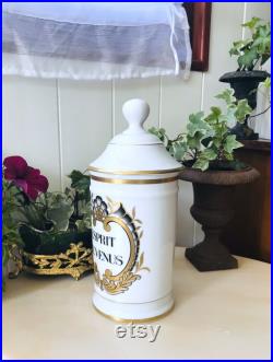 Vintage Grand Pot à Pharmacie ESPRIT DE VENUS en Porcelaine de Limoges Au Pot Galien, Collection Pharmacie, Médecine, Apothicaire France