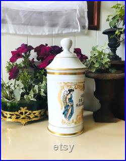 Vintage Grand Pot à Pharmacie SEL De La SAGESSE en Porcelaine de Limoges Au Pot Galien, Collection Pharmacie, Médecine, Apothicaire France