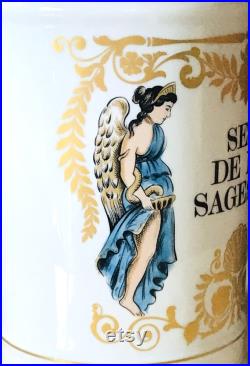 Vintage Grand Pot à Pharmacie SEL De La SAGESSE en Porcelaine de Limoges Au Pot Galien, Collection Pharmacie, Médecine, Apothicaire France