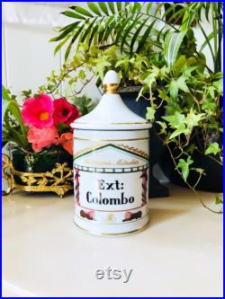 Vintage Pot à Pharmacie Ext Colombo en Porcelaine de Limoges Goumot-Labesse, Collection Pharmacie, Médecine, Apothicaire France Vintage Pot à Pharmacie Ext Colombo en Porcelaine de Limoges Goumot-Labesse, Collection Pharmacie, Médecine, Apothicaire France