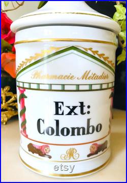 Vintage Pot à Pharmacie Ext Colombo en Porcelaine de Limoges Goumot-Labesse, Collection Pharmacie, Médecine, Apothicaire France Vintage Pot à Pharmacie Ext Colombo en Porcelaine de Limoges Goumot-Labesse, Collection Pharmacie, Médecine, Apothicaire France