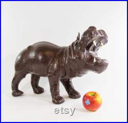 d hippopotame en cuir Lot de 2 Grandes et petites millésime des années 80