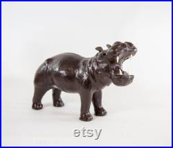 d hippopotame en cuir Lot de 2 Grandes et petites millésime des années 80